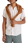 Madewell Perfect Stripe Linen Short Sleeve Button-up Shirt In Vintage Linen
