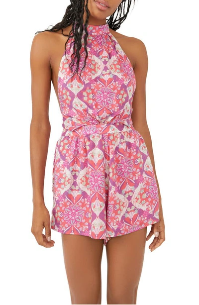 Free People Coral Tides Romper In Hollyhock Combo In Multi