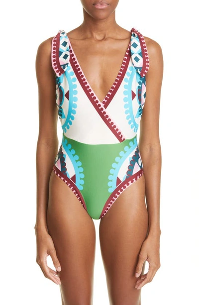 La Doublej Abstract Print One-piece Swimsuit In Ruote Placée