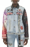 Cult Of Individuality Type Iv Double Cuff Motley Denim Jacket In Blue