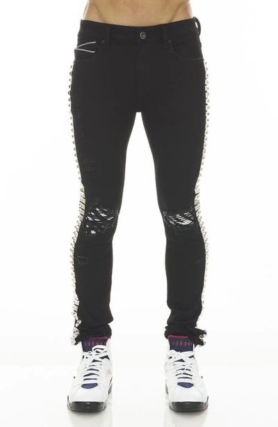 Cult Of Individuality Punk Studded Super Skinny Jeans In Black