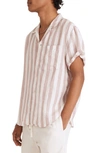 Madewell Easy Linen Short Sleeve Shirt In Sevens Stripe Vintage Petal