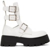 ALEXANDER MCQUEEN WHITE RAVE BUCKLE BOOTS