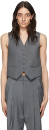 The Frankie Shop Gelso Grain De Poudre And Satin Vest In Dark Grey