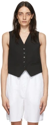 The Frankie Shop Gelso Grain De Poudre And Satin Vest In Black