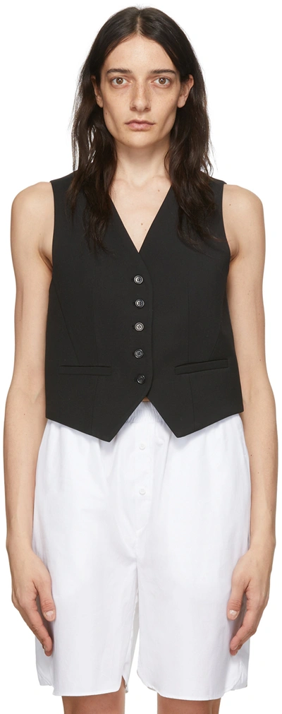 The Frankie Shop Gelso Grain De Poudre And Satin Waistcoat In Black