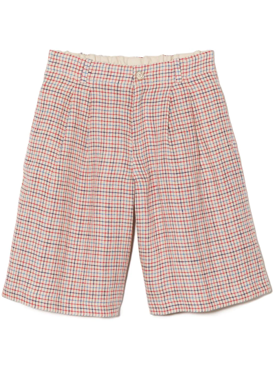 Gucci Checked Mid-rise Linen Shorts 4-12 Years In Multicolor