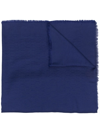Saint Laurent Monogram Fine-knit Scarf In Blue