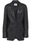 Miu Miu Nappa Leather Single-breasted Blazer In Black