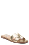 Steven New York Harlien Croc Embossed Slide Sandal In Gold Croco