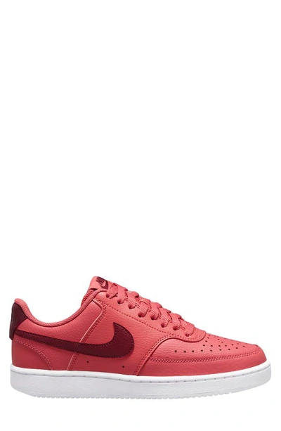 Nike Court Vision Low Sneaker In Archaeo Pink/dk Beetroot-white
