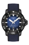 Tissot Men's Seastar 2000 Professional Powermatic 80 Automatic Two-tone Rubber Strap Watch 46mm In Blue
