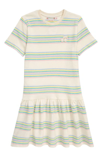 Bonpoint Kids' Amaia Stripe Cherry Patch Organic Cotton Dress In Multicolore