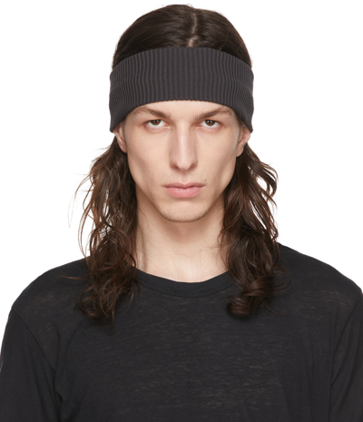 Boris Bidjan Saberi Grey Rib Knit Headband In Ink Grey