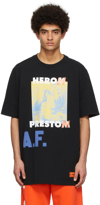 HERON PRESTON BLACK COTTON T-SHIRT