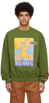 Heron Preston Green Sweatshirt With Logoed Graphic Print In Green