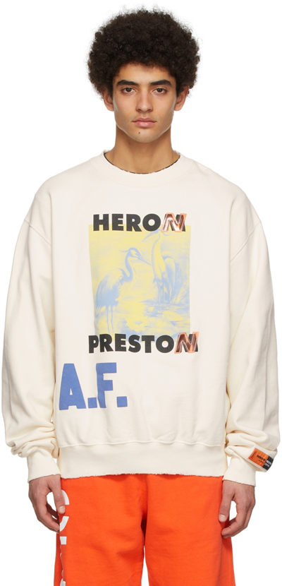 Heron Preston Authorized Graphic-print Sweatshirt In Cream
