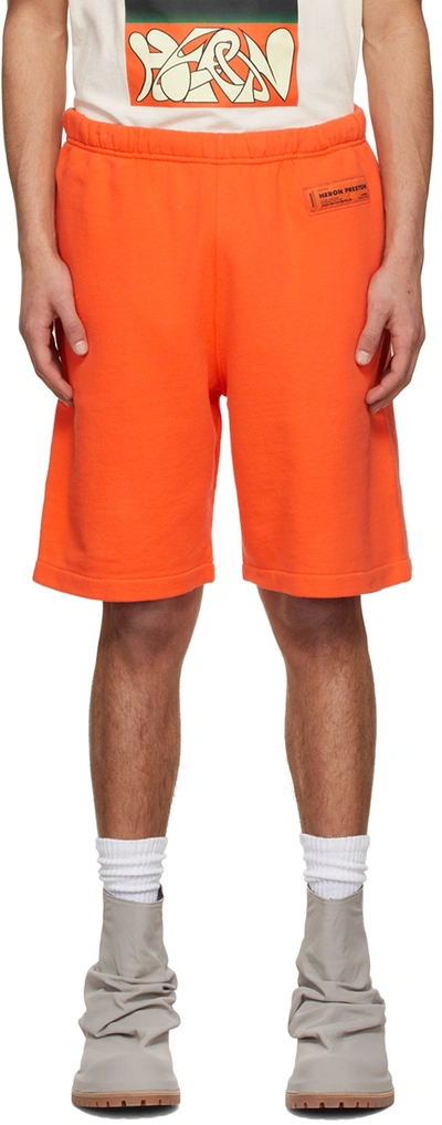 Heron Preston Recycled Cotton Track Shorts In Orange