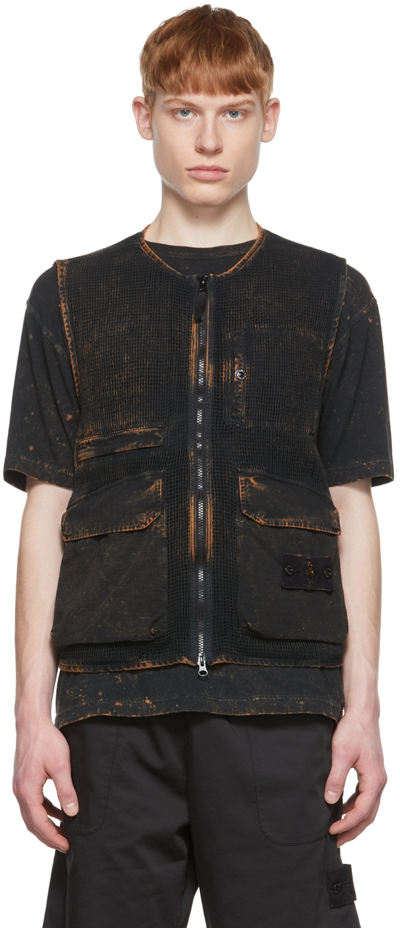 Stone Island Cotton Ripstop Off-dye Ovd Vest In Black | ModeSens