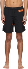 Heron Preston Logo-patch Drawstring Swim Shorts In Black