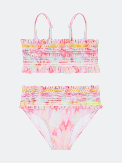 Andy & Evan Girls Two-piece Tie Dye Swimsuit In Pink