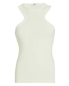 Agolde Bea Green Ribbed Stretch-cotton Tank In Green-lt