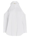 L'agence Morgan Cotton-blend Cold-shoulder Shirt In White