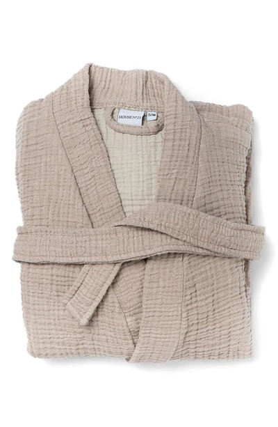 House No. 23 Alaia Cotton Dressing Gown In Mushroom Oatmeal