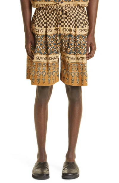 Story Mfg. Beige Sufiyan Khatri Edition Organic Cotton Shorts In Braun