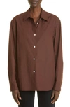 Khaite Argo Pleated-cuffs Cotton Shirt In Brown