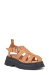 Ganni Creeper Grid Platform Fisherman Sandal In Tannin