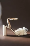 Badgley Mischka Women's Tess Tulle Bow Block Heel Sandals In White