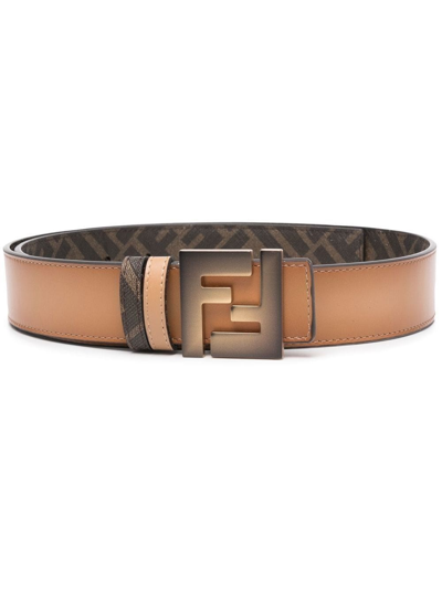 Fendi Cintura Logo Buckle Belt In Yellow & Orange