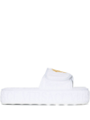 Versace Womens Z4001 White Tessuto Logo-emrboidered Cotton Slippers 6 In White