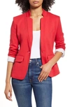 Gibsonlook Inverted Notch Collar Cotton Blend Blazer In Red Lipstick