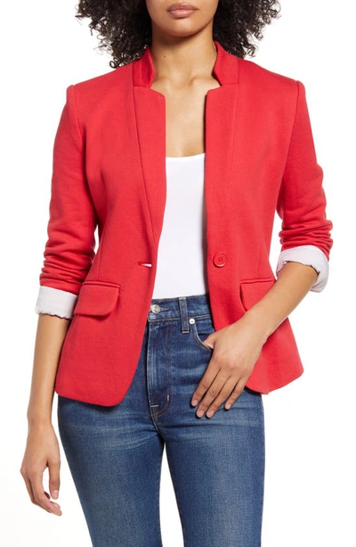 Gibsonlook Inverted Notch Collar Cotton Blend Blazer In Red Lipstick