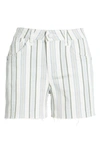 Wit & Wisdom 'ab'-solution Stripe High Waist Raw Hem Shorts In Cwmu-cactus Water Multi