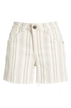 Wit & Wisdom 'ab'-solution Stripe High Waist Raw Hem Shorts In Khmu-khaki Multi