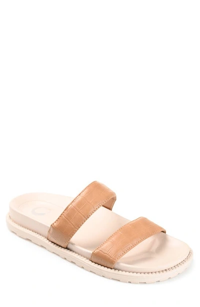 Journee Collection Stellina Double Strap Sandal In Mocha