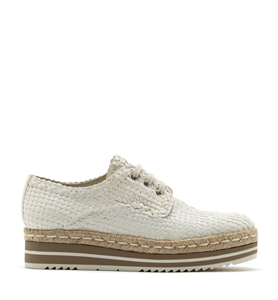 La Canadienne Parla Woven Leather Oxford In White