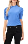 Cece Puff Sleeve Crepe Top In Blue