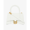 Balenciaga Hourglass Extra-small Leather Top-handle Bag In White Mcroc