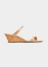 Stuart Weitzman Aleena Patent Two Band Wedge Sandals In Adobe