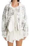 Isabel Marant Kalassia Embellished Padded Cotton And Linen-blend Bomber Jacket In White