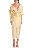 Isabel Marant Lympia Tapered-leg Ankle Silk Taffeta Jumpsuit In Light Yellow