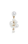 Sophie Bille Brahe Petite Celli Freshwater Pearl Single Drop Earring In Pearl