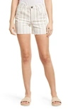 Wit & Wisdom 'ab'-solution Stripe High Waist Raw Hem Shorts In Khaki Multi