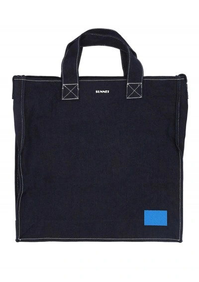 Sunnei Shopper Bag In Dark Denim Blue