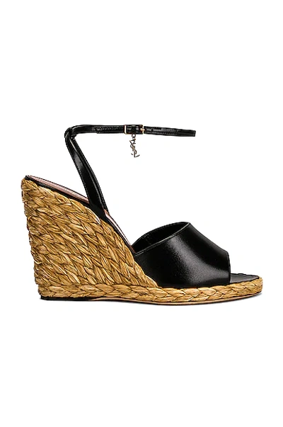 Saint Laurent Paloma Wedge Espadrilles In Smooth Leather In Multi