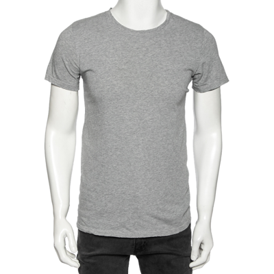 Pre-owned Balmain Grey Cotton Crew Neck Short Sleeve T-shirt S